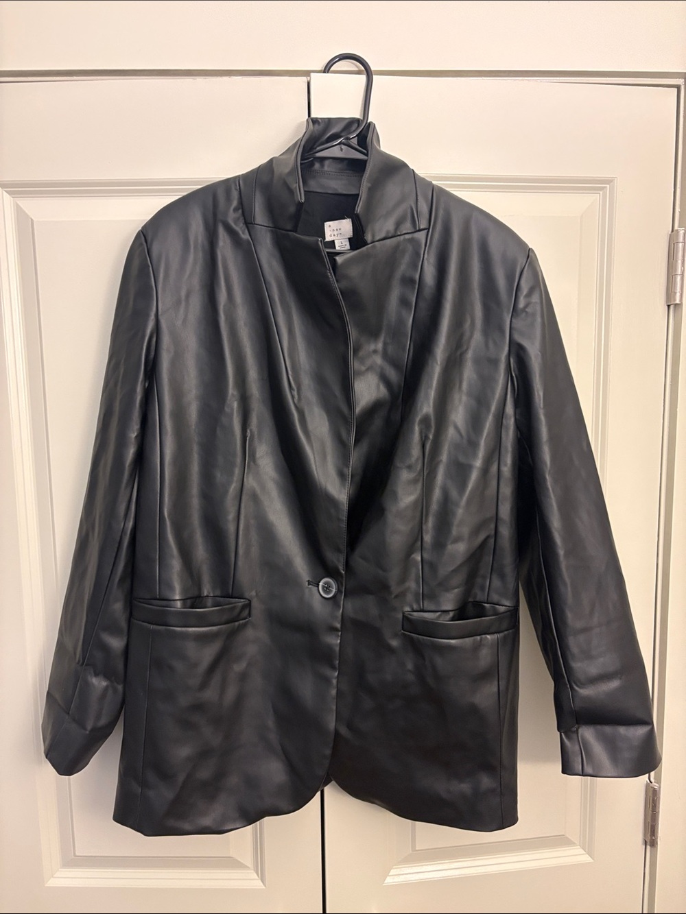 a new day Black Faux Leather Blazer Jacket